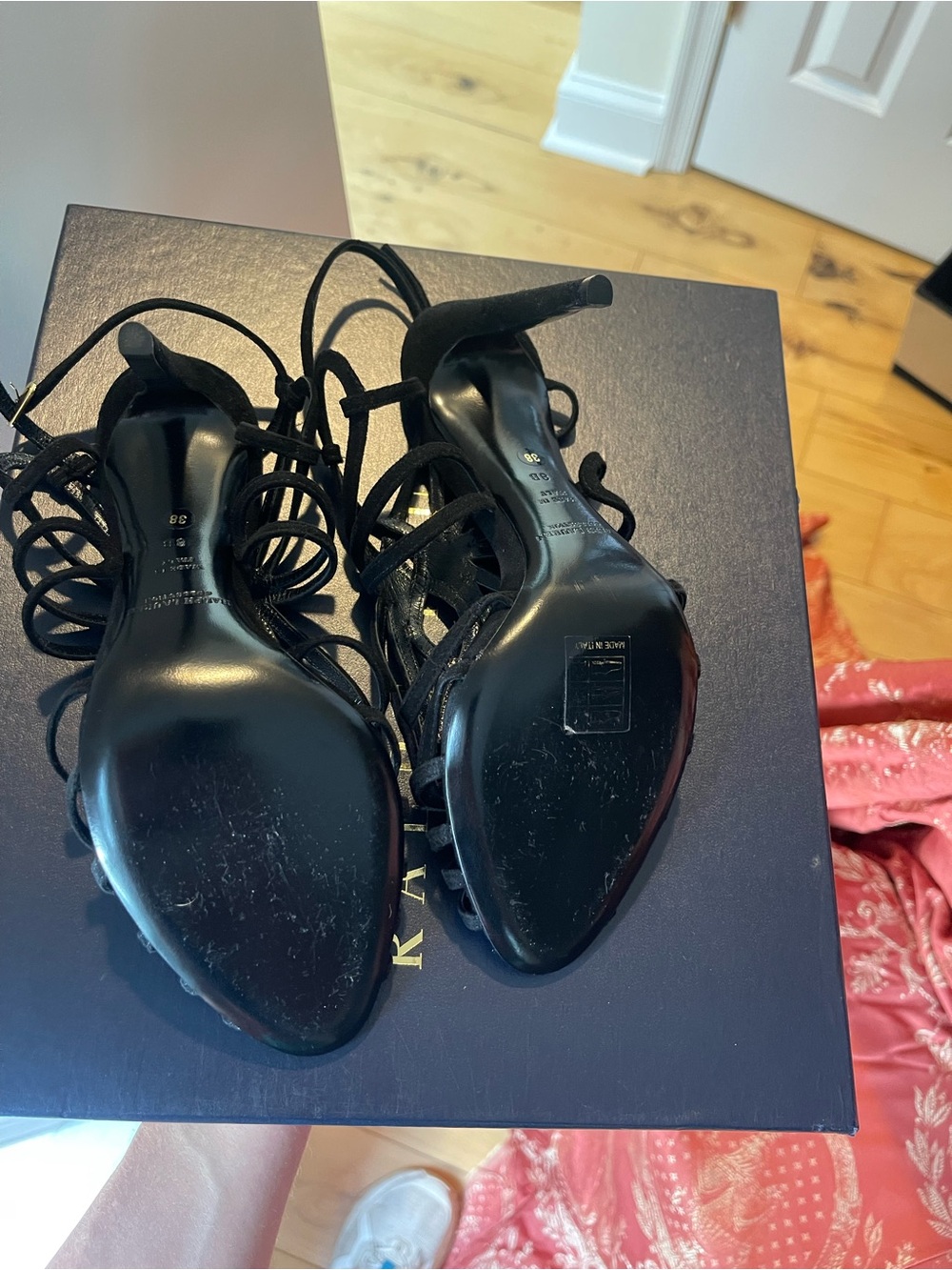 NWT Ralph Lauren Collection Purple Label Black Suede Italian Strappy Heels 8B - Picture 5 of 11